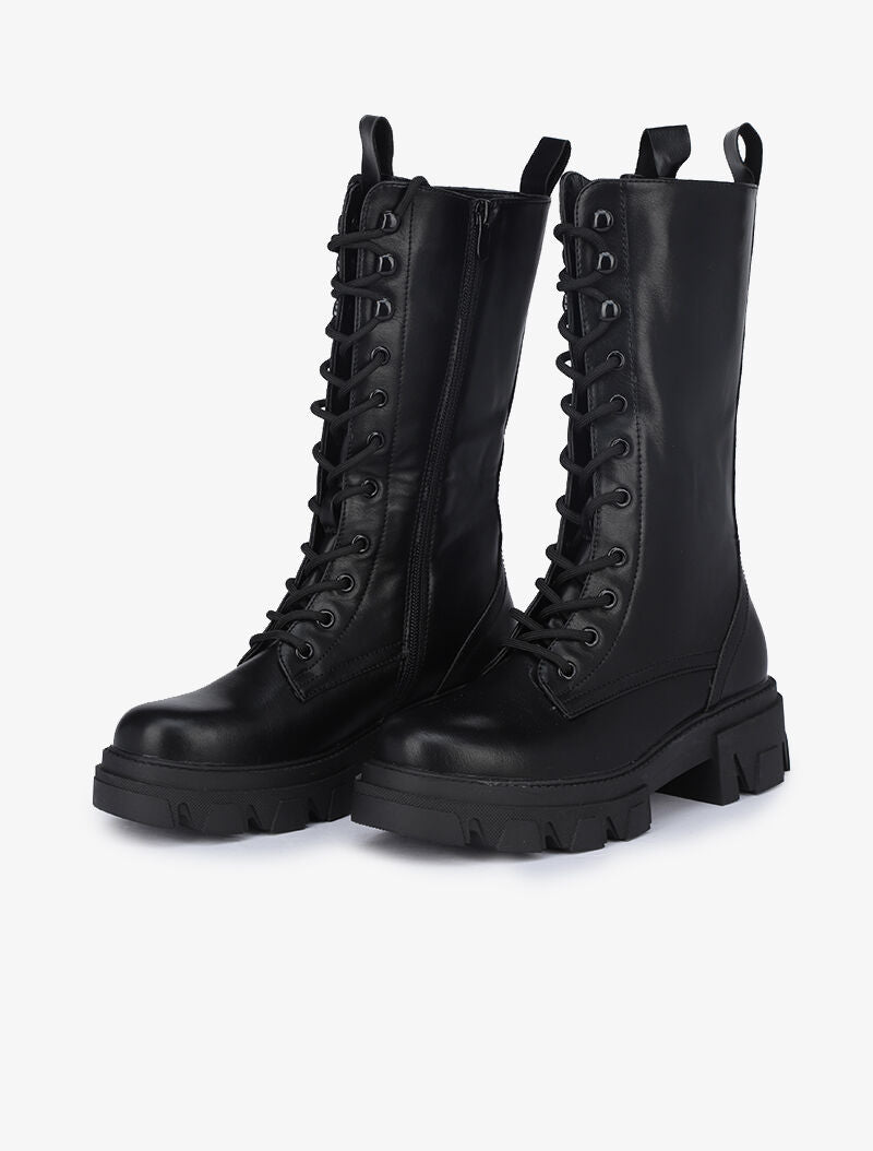 Boots montantes style militaire - Noir - 1