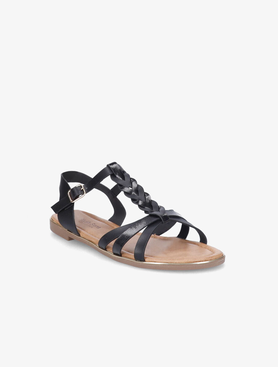 Nu-pieds à ganses tressées - Noir - 2