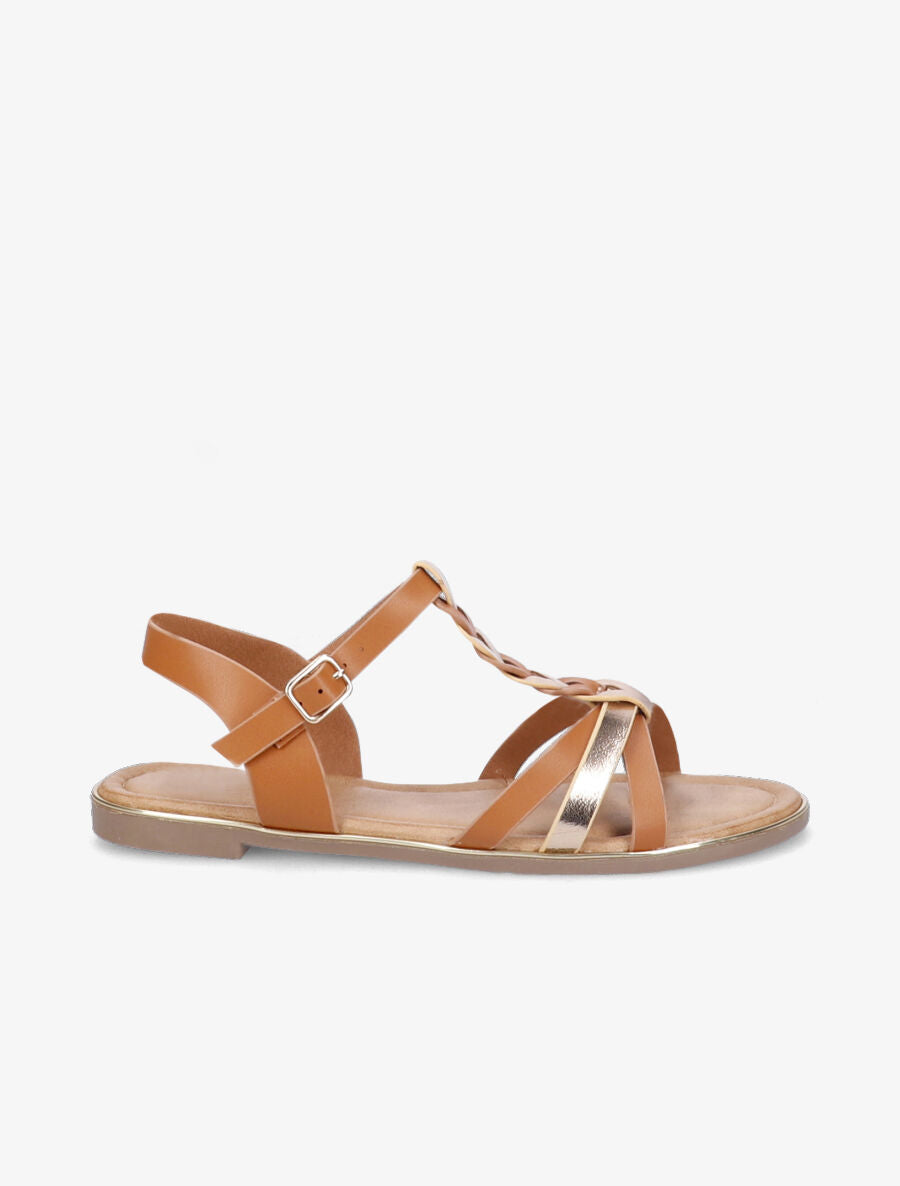 Nu-pieds à ganses tressées - Camel - 3