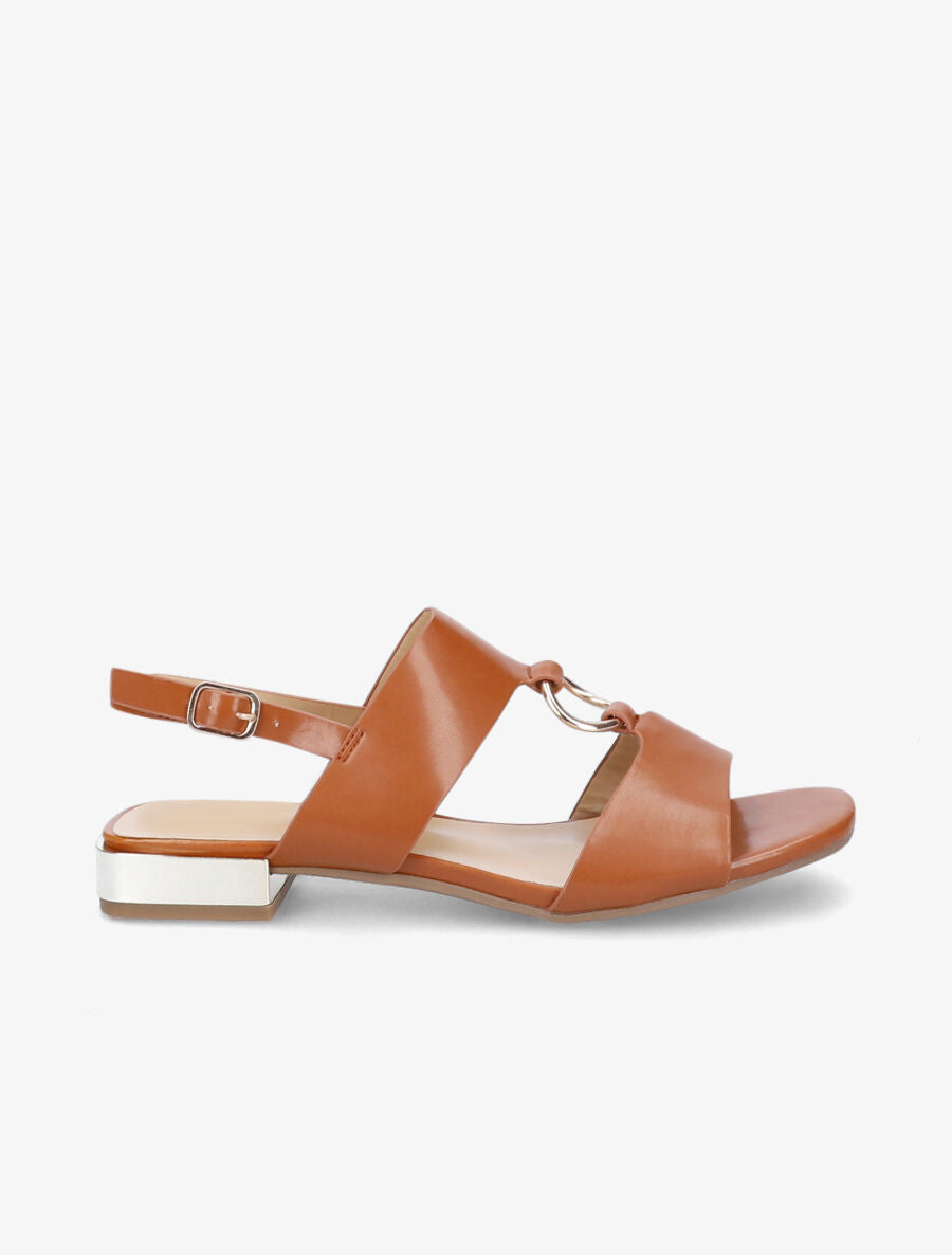 Sandales à brides larges et boucles métalliques - Camel - 2