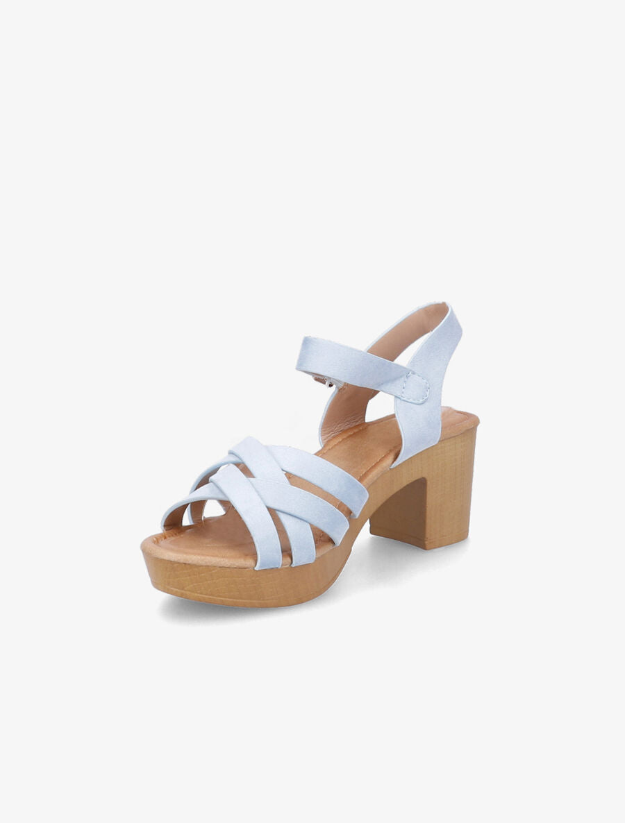 Sandales à talons et brides croisées en suédine - Bleu clair - 3