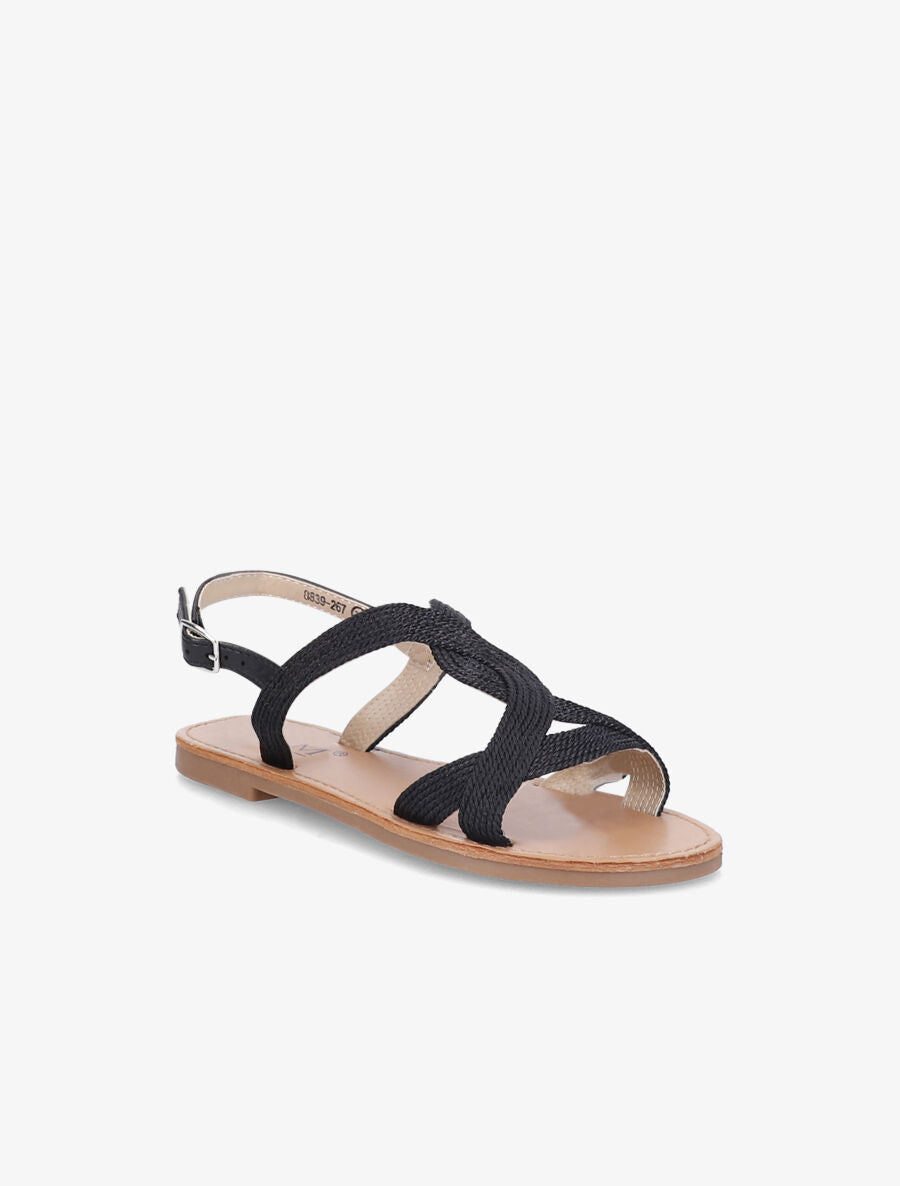Nu-pieds à ganses torsadées - Noir - 1