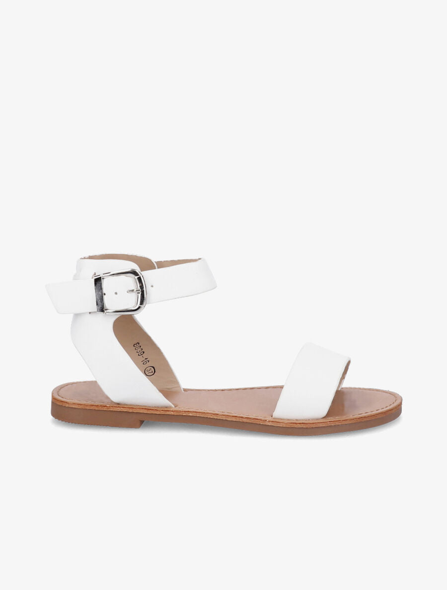 Nu-pieds basiques en simili - Blanc - 3