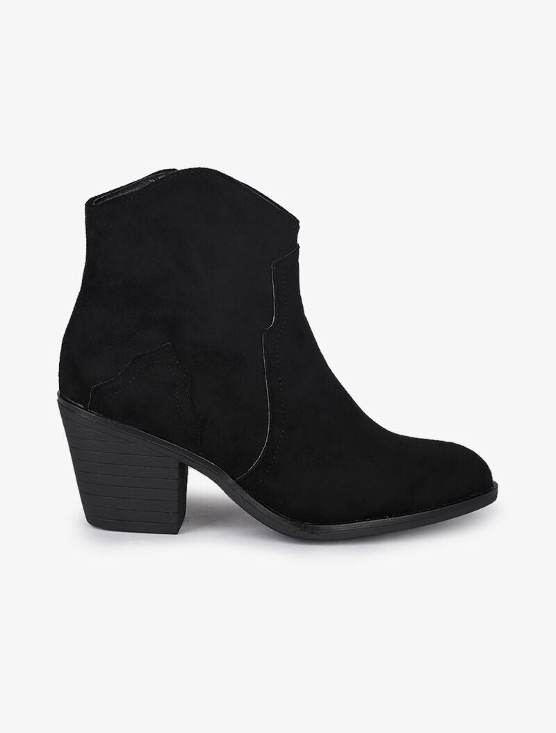 Bottines en suédine à coutures stylisées - Noir - 2