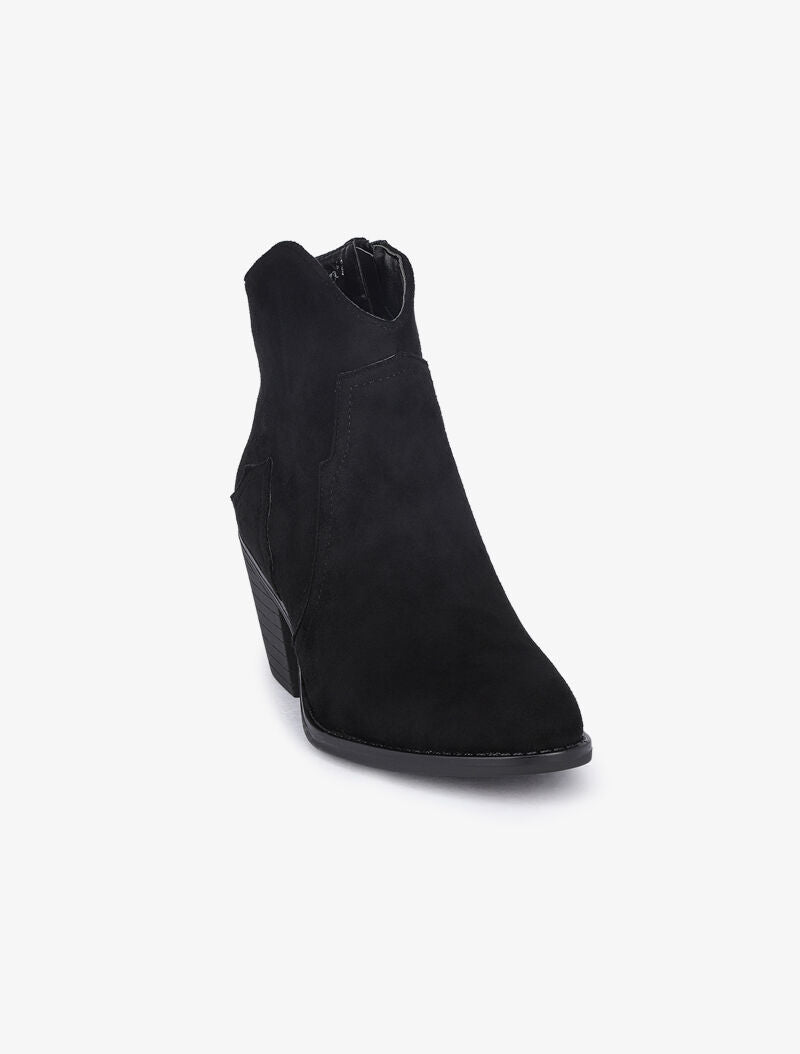 Bottines en suédine à coutures stylisées - Noir - 3