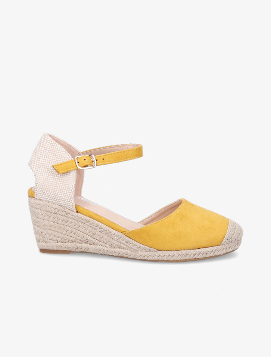 Espadrilles compensées en suédine - Moutarde - 5