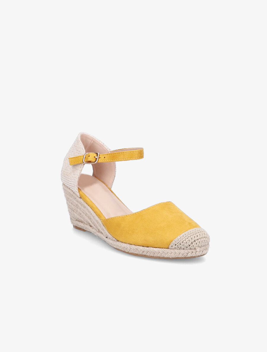 Espadrilles compensées en suédine - Moutarde - 2