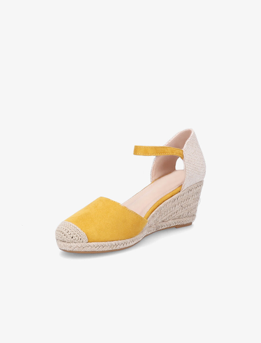 Espadrilles compensées en suédine - Moutarde - 3