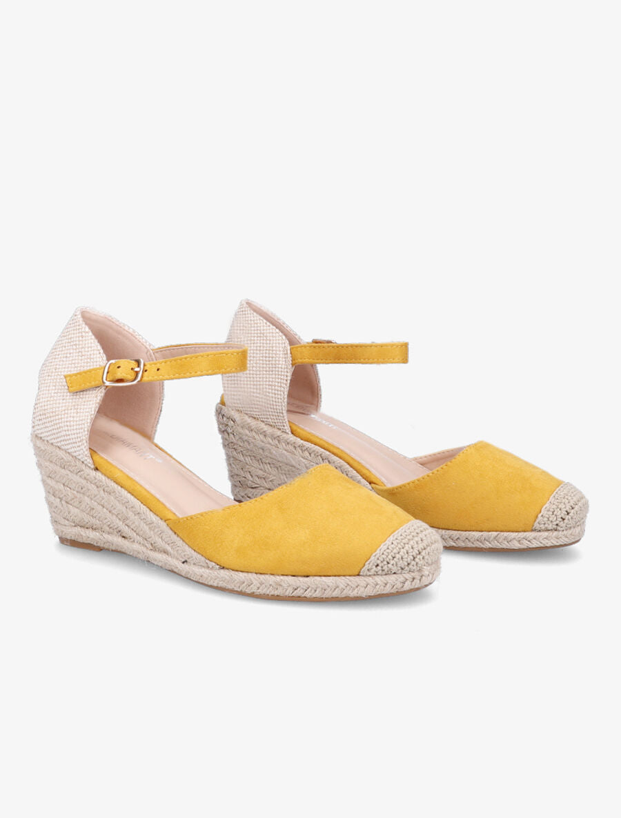 Espadrilles compensées en suédine - Moutarde - 4