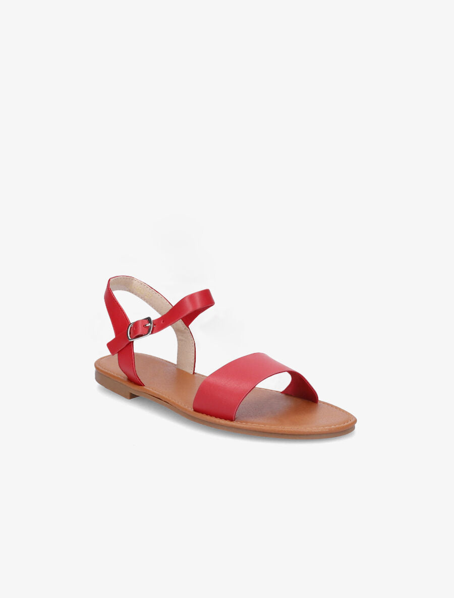 Nu-pieds basiques en simili - Rouge - 1