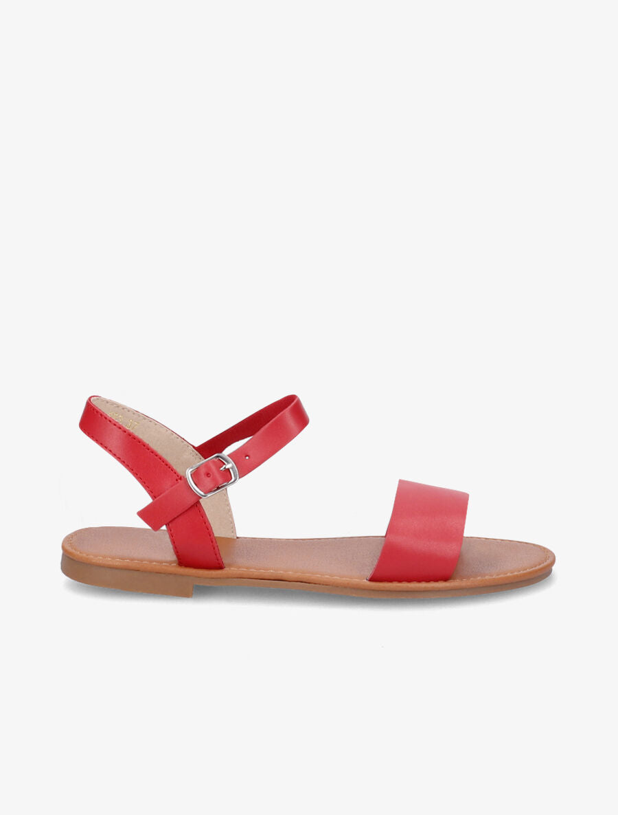 Nu-pieds basiques en simili - Rouge - 3