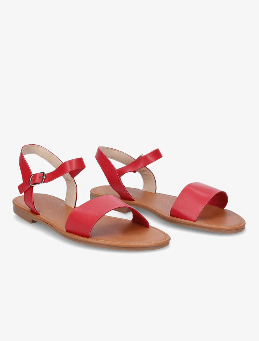 Nu-pieds basiques en simili - Rouge - 4