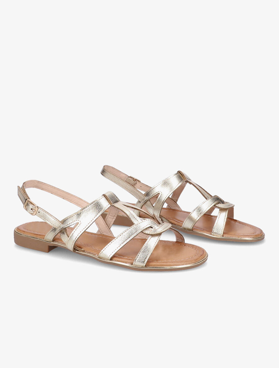 Nu-pieds entrelacés et stylisés en simili - Or - 4