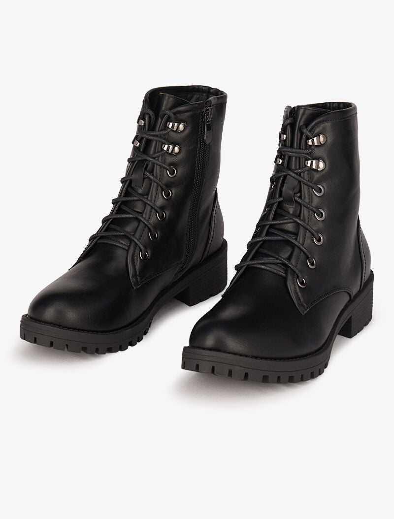 Boots style grunge en simili - Noir - 3
