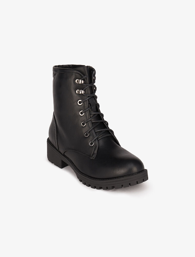 Boots style grunge en simili - Noir - 4