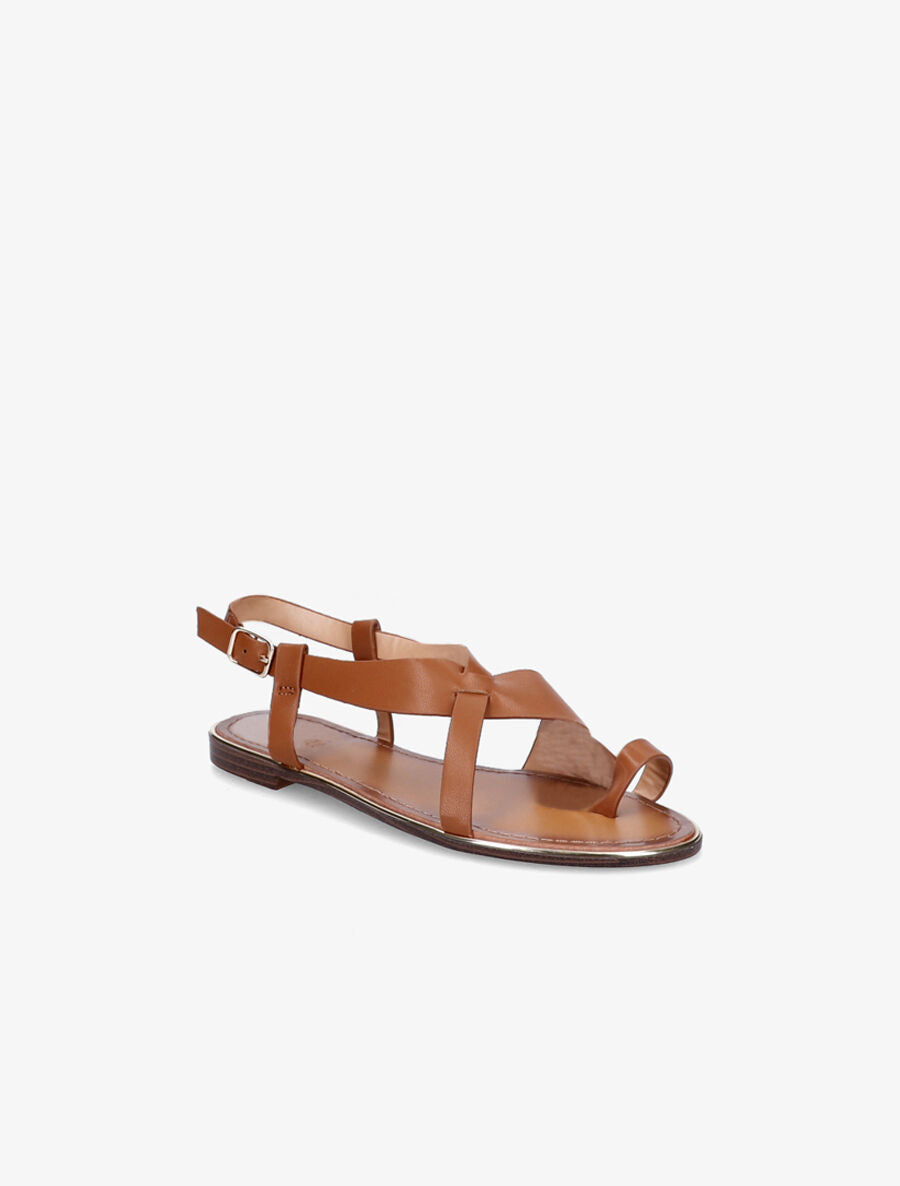 Nu-pieds en simili à entredoigt - Camel - 5