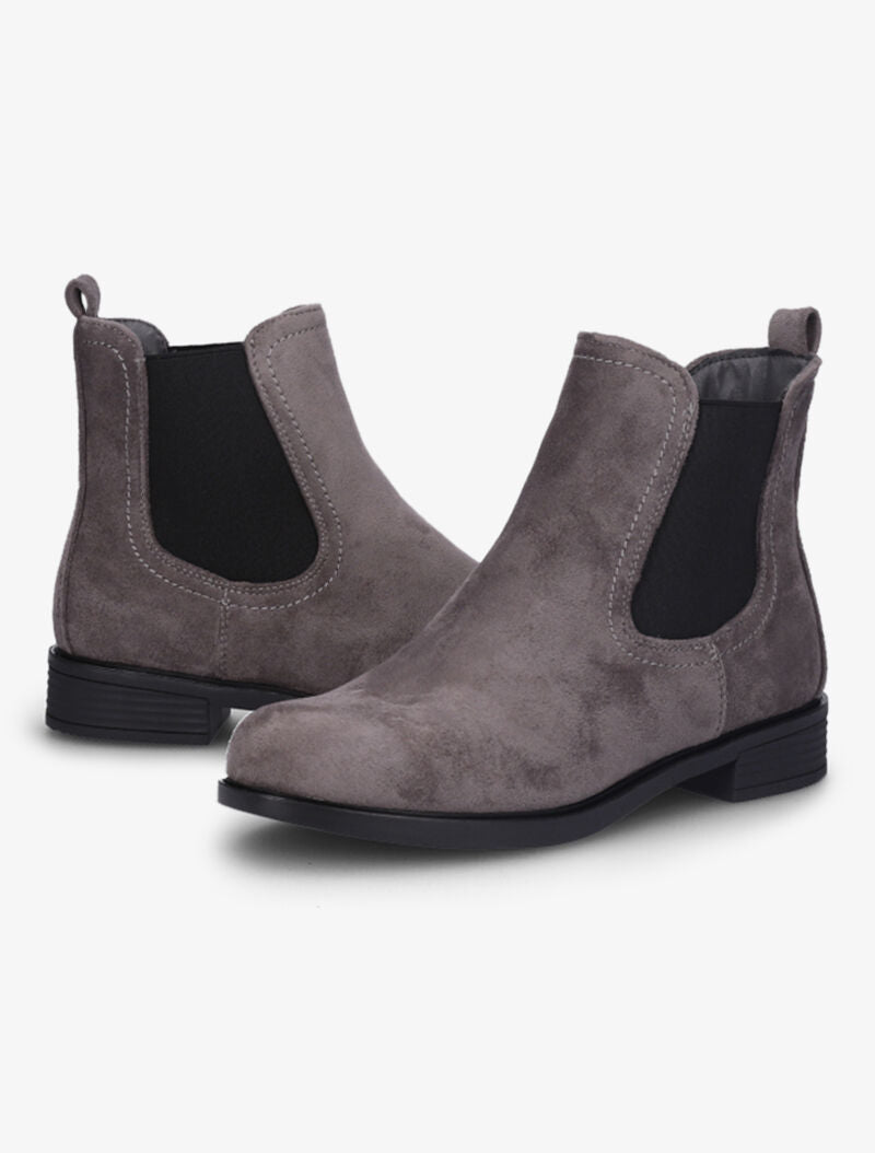 Bottines en suédine à chevilles élastiquées - Gris foncé - 4
