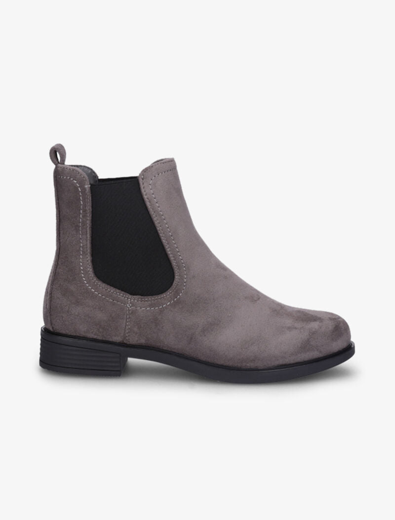 Bottines en suédine à chevilles élastiquées - Gris foncé - 1
