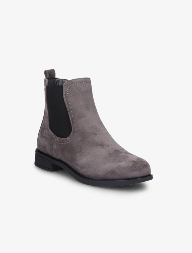 Bottines en suédine à chevilles élastiquées - Gris foncé - 2