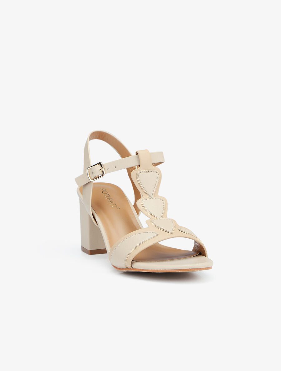 Sandales à bride en T stylisée - Beige - 2