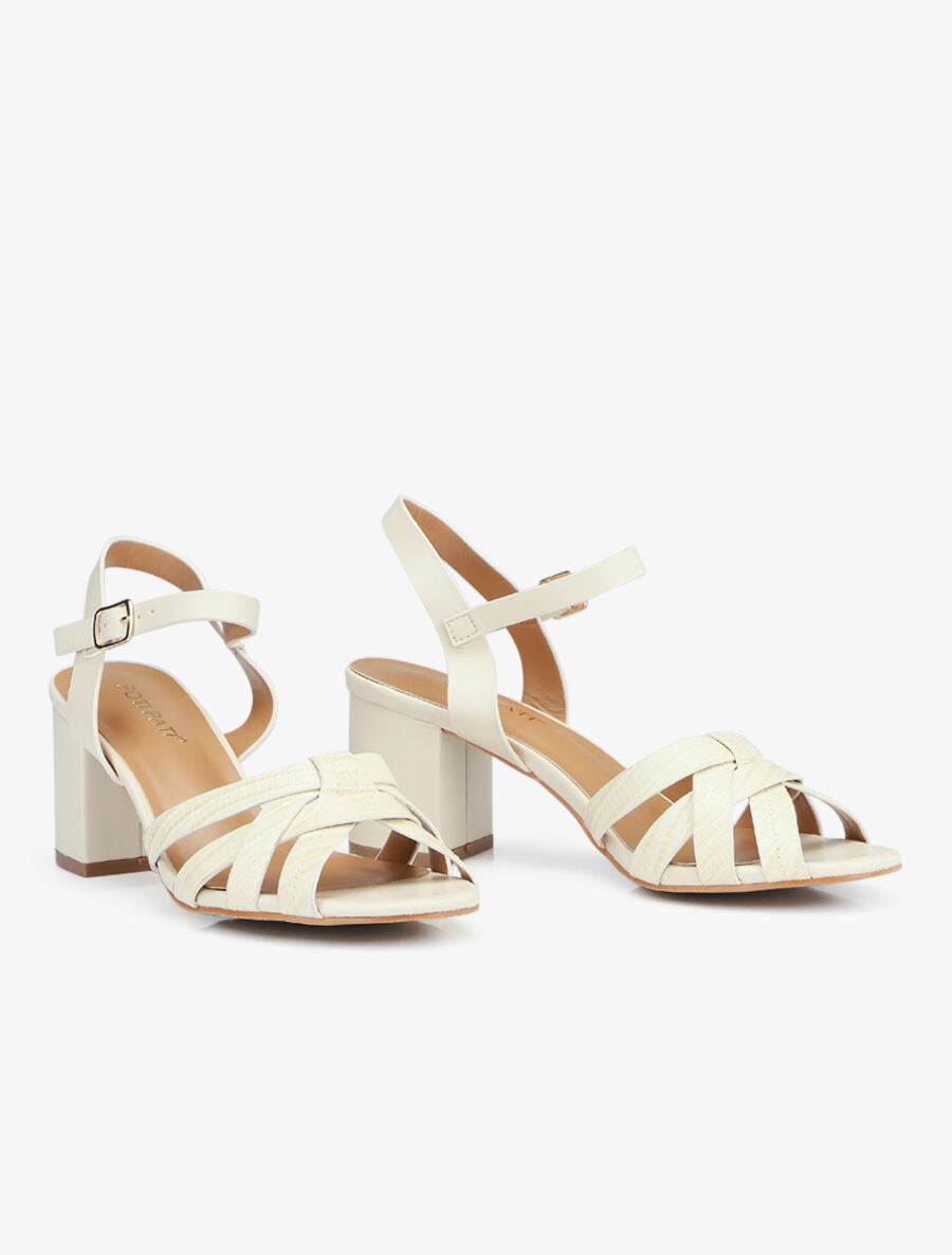 Sandales entrelacées effet python - Beige - 4