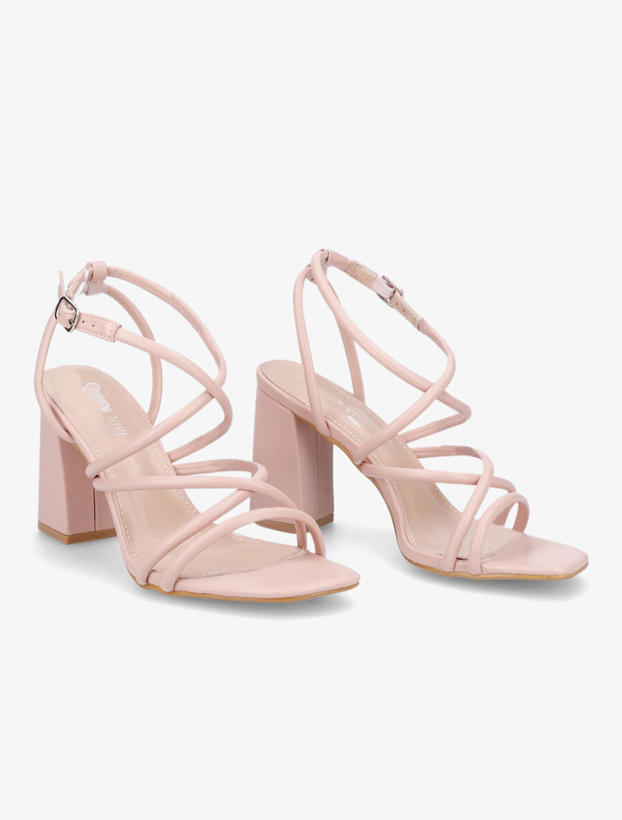 Sandales à ganses entrelacées et brides - Rose poudré - 5