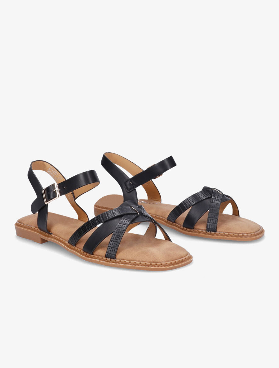 Nu-pieds à ganses texturées - Noir - 4