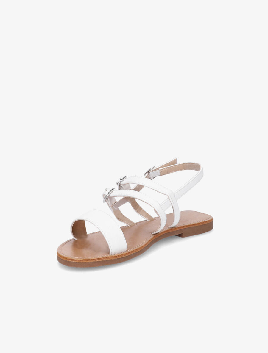 Nu-pieds en simili à triple brides - Blanc - 4