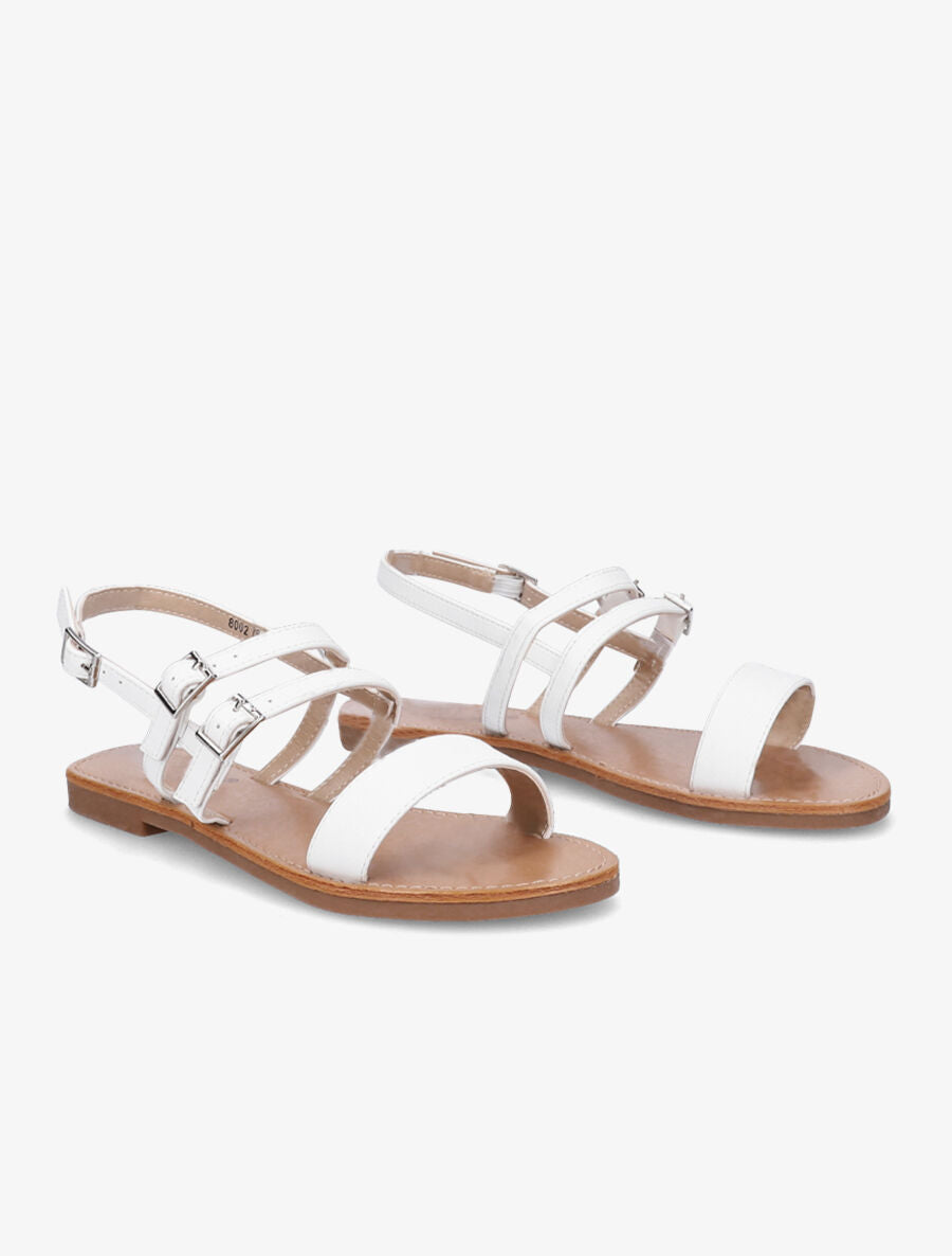 Nu-pieds en simili à triple brides - Blanc - 5