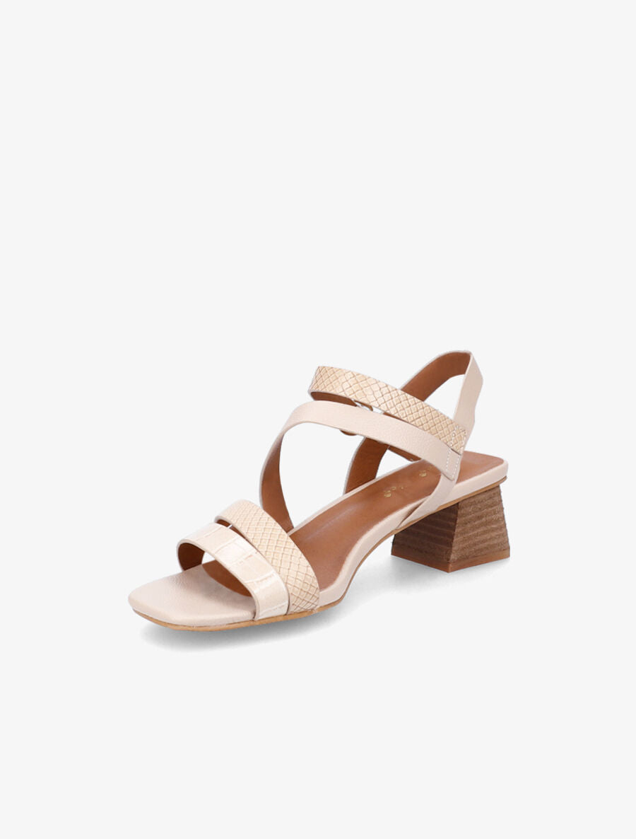 Sandales à bride effet croco et python - Beige - 3