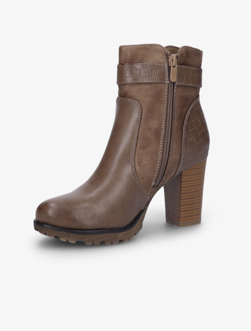 Bottines montantes à sangle et contrefort tressés - Taupe - 3