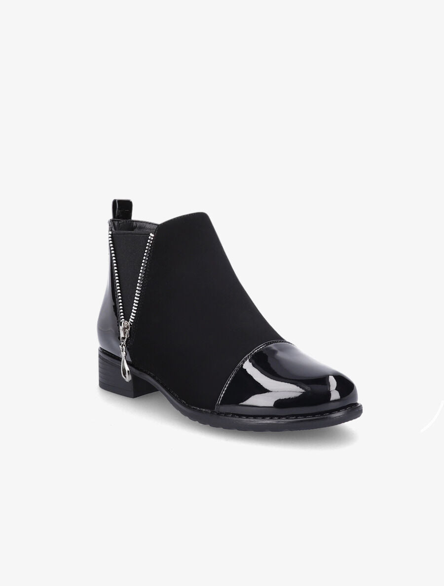 Bottines élastiquées à bout vernis - Noir - 3