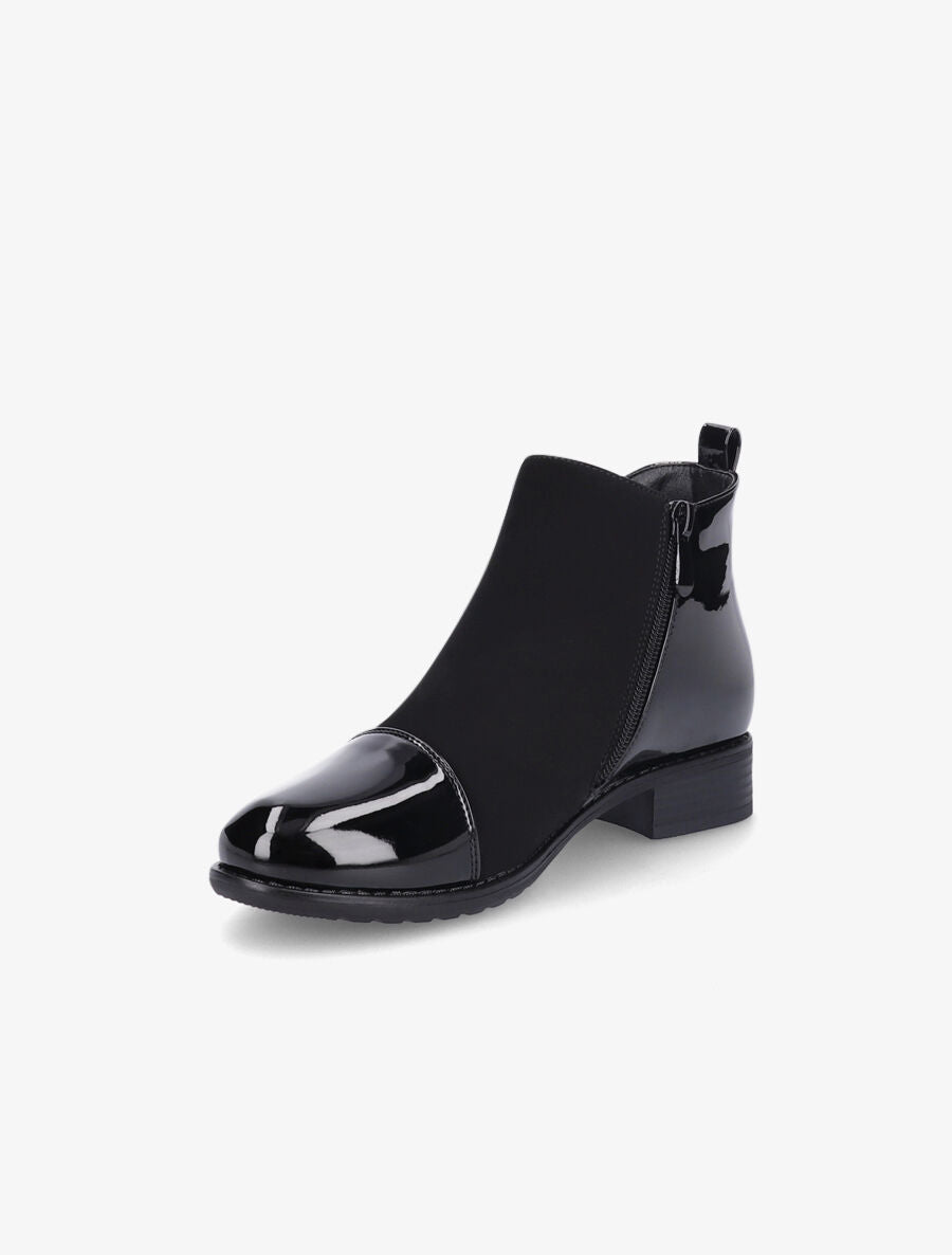 Bottines élastiquées à bout vernis - Noir - 4
