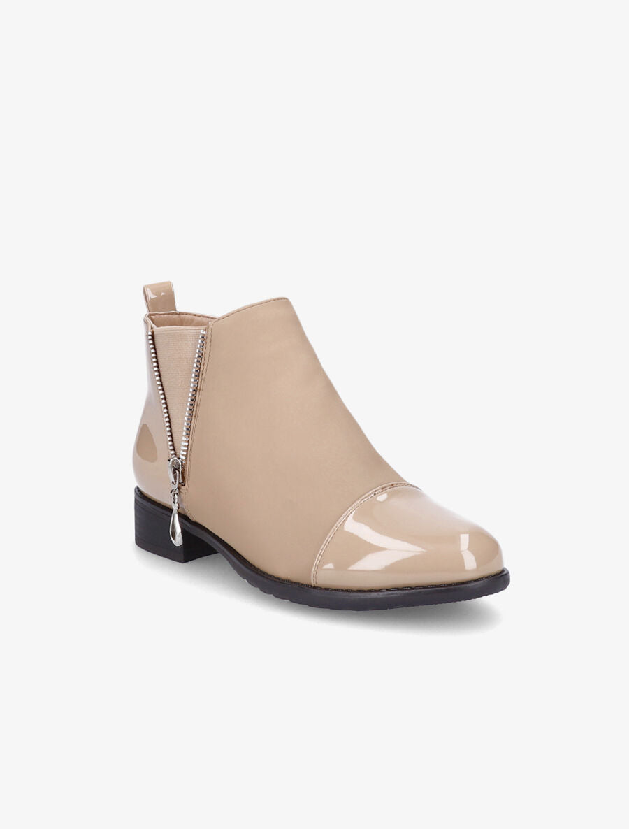 Bottines élastiquées à bout vernis - Taupe - 2