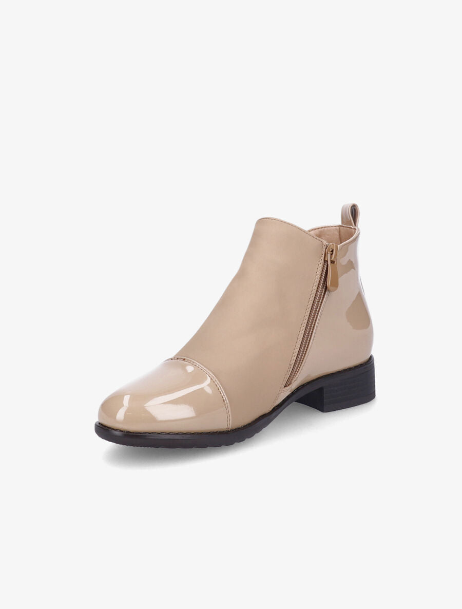 Bottines élastiquées à bout vernis - Taupe - 3