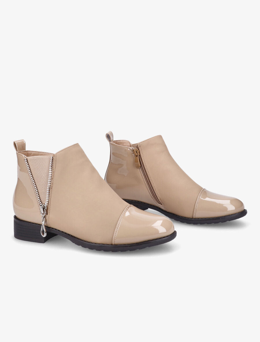 Bottines élastiquées à bout vernis - Taupe - 4