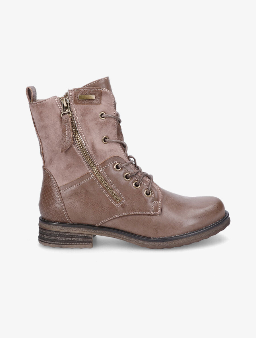 Boots montantes à lacets - Taupe - 1