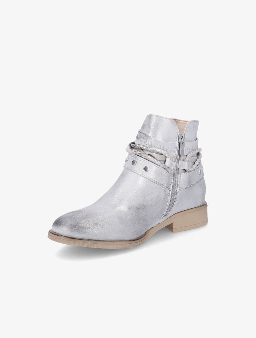 Bottines à sangles cloutées et tressées - Argent - 3