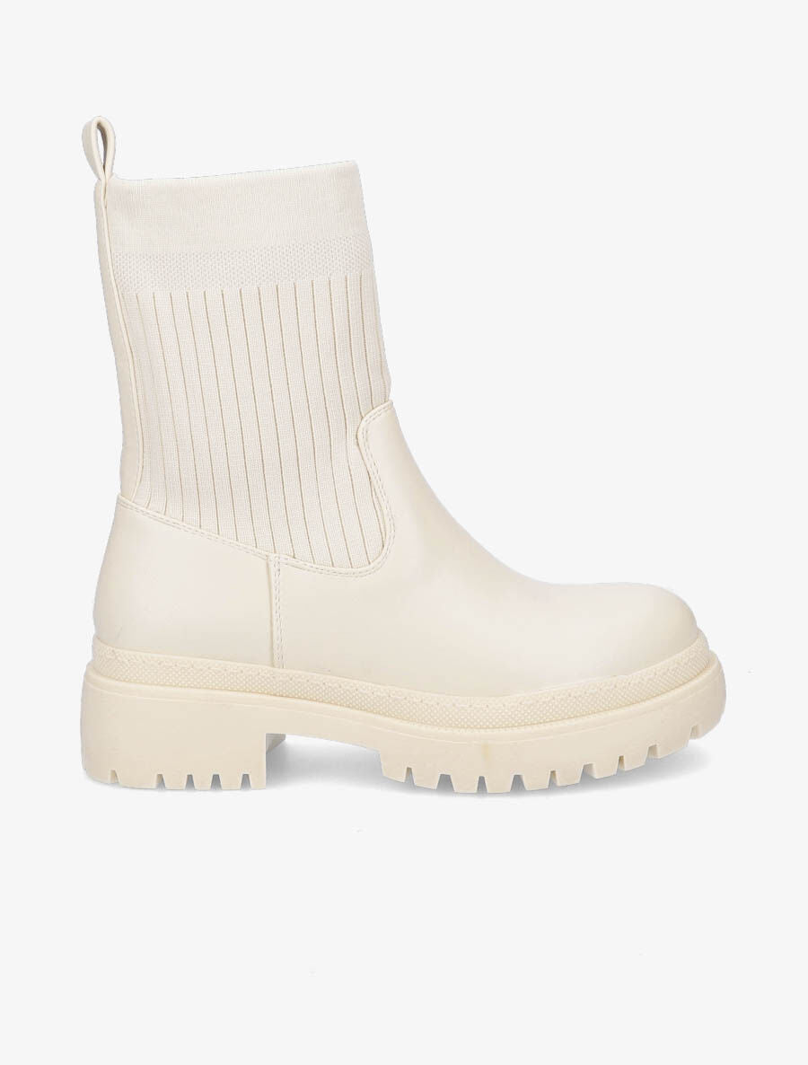 Boots bi-matière montantes - Écru - 5