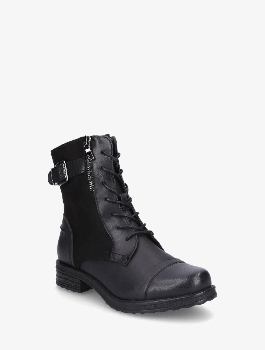 Bottines montantes bi-matière à sangle - Noir - 2
