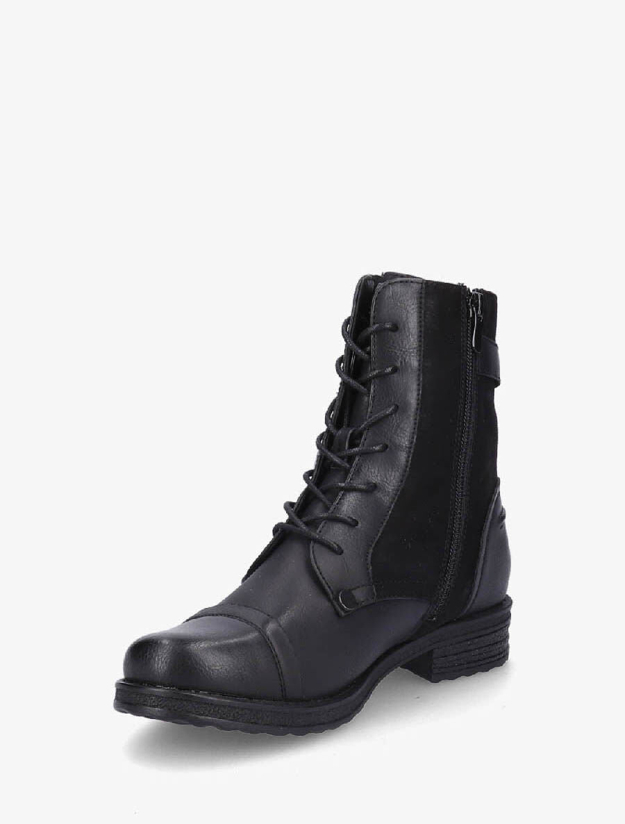 Bottines montantes bi-matière à sangle - Noir - 3