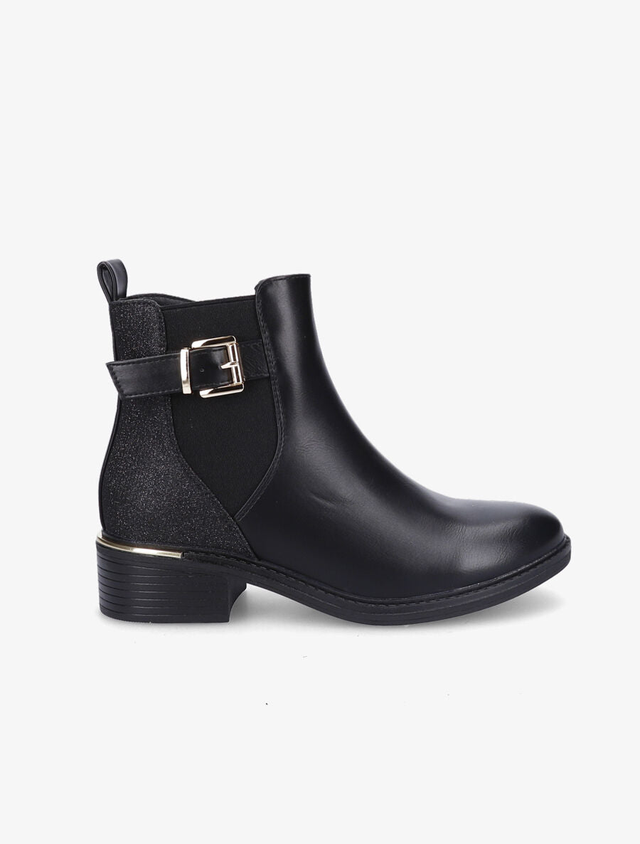 Bottines à boucle et paillettes - Noir - 2