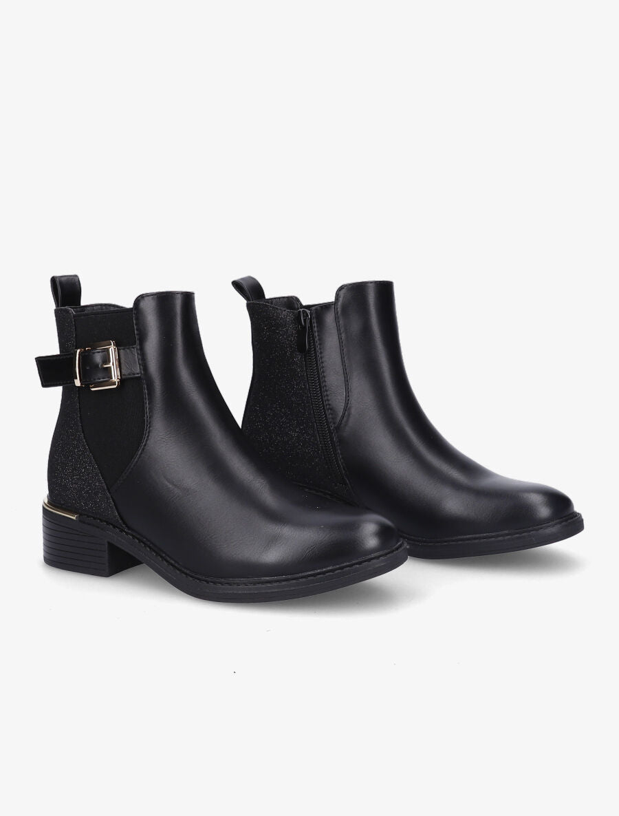 Bottines à boucle et paillettes - Noir - 5