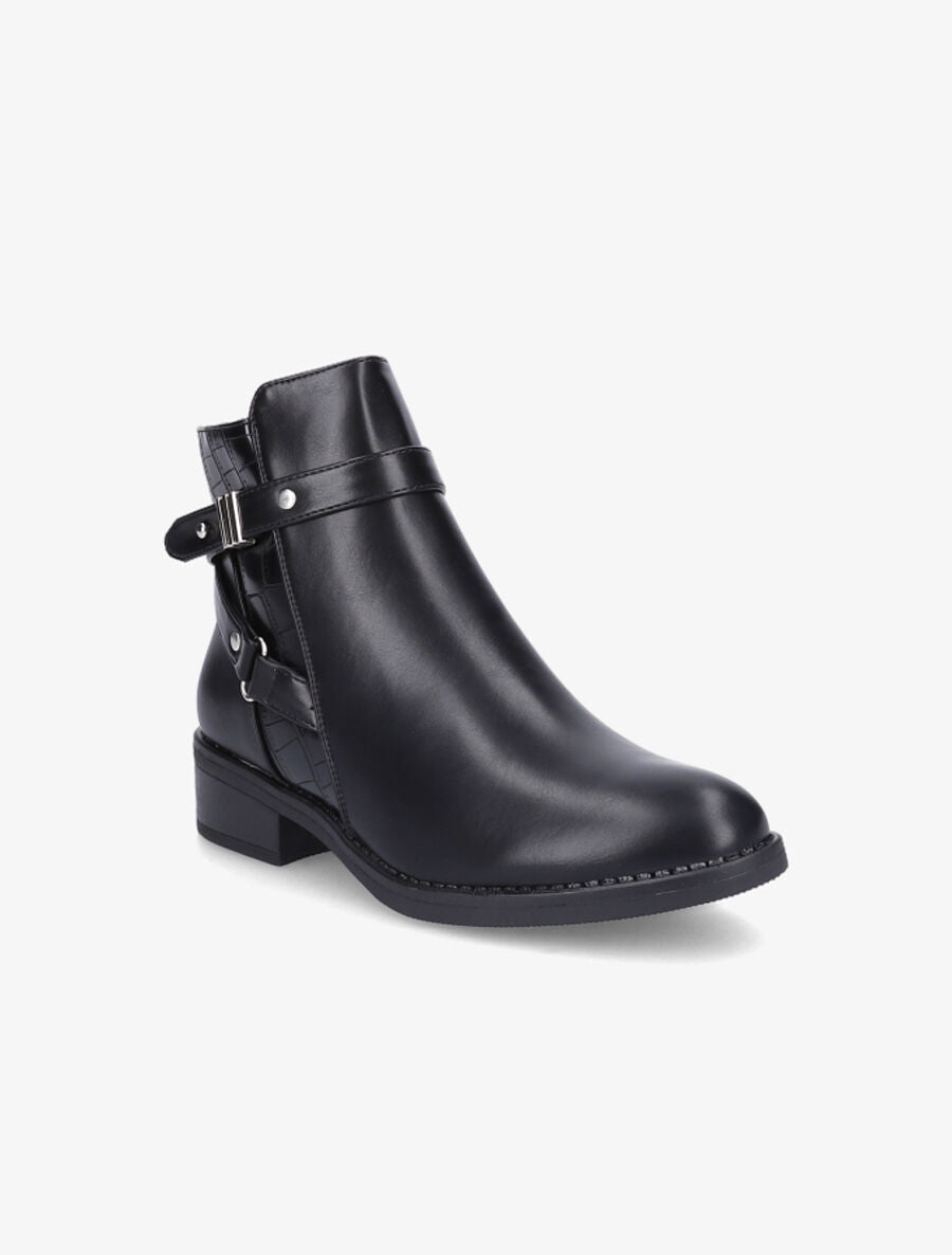 Bottines en simili à sangle - Noir - 2