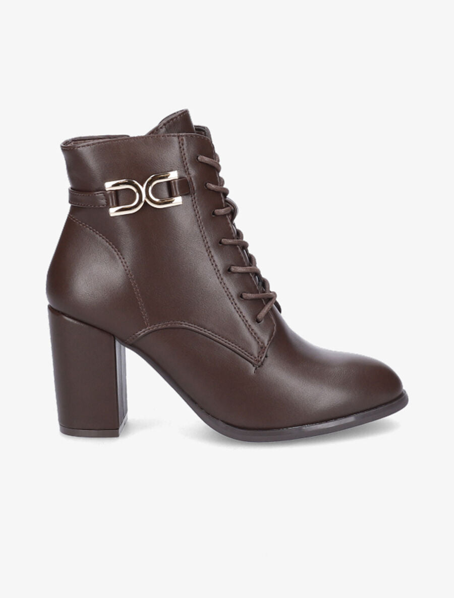 Bottines lacées à talon - Marron - 1