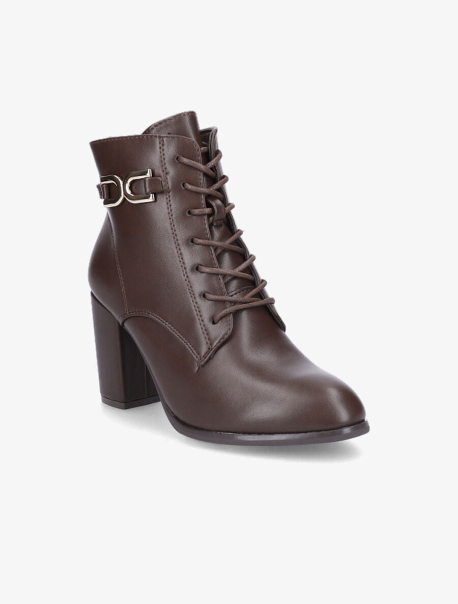 Bottines lacées à talon - Marron - 2