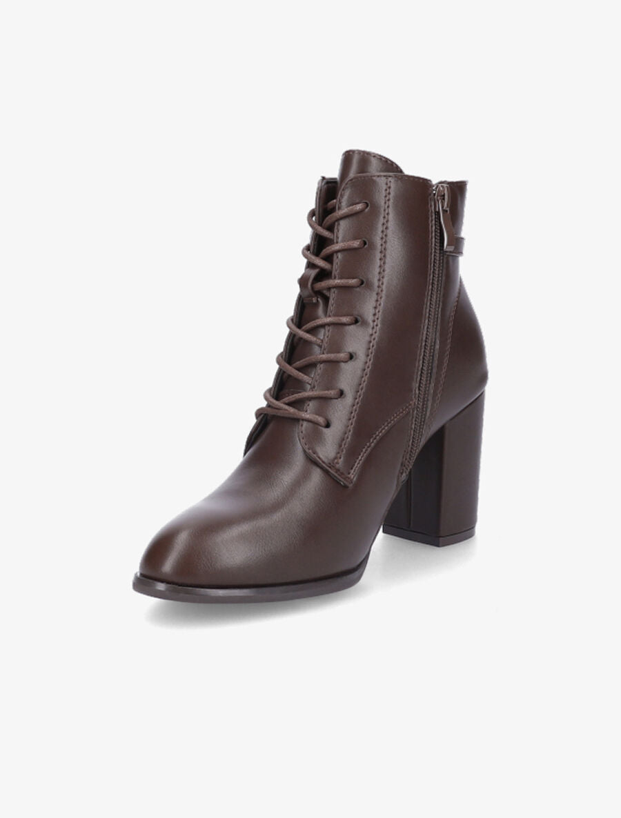 Bottines lacées à talon - Marron - 3