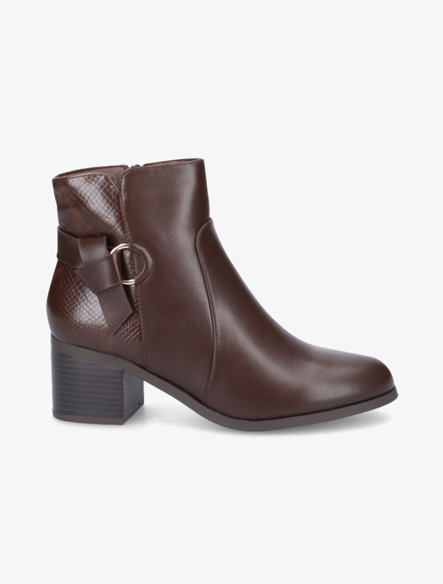 Bottines bi-matière à boucle - Marron - 6