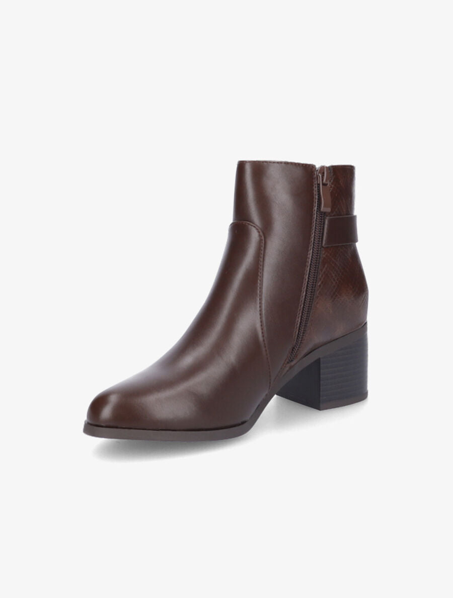 Bottines bi-matière à boucle - Marron - 3