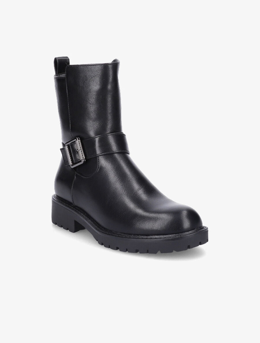 Boots style motard en simili - Noir - 2